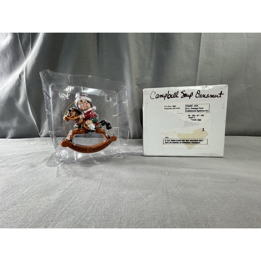 VTG 2005 Campbell's Soup collector's Christmas ornament Kid Riding Rocking Horse